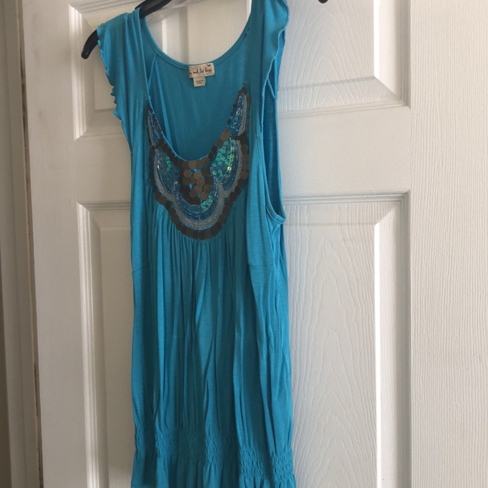 Women Jeweled Aqua Shirt - Picture 2 of 3